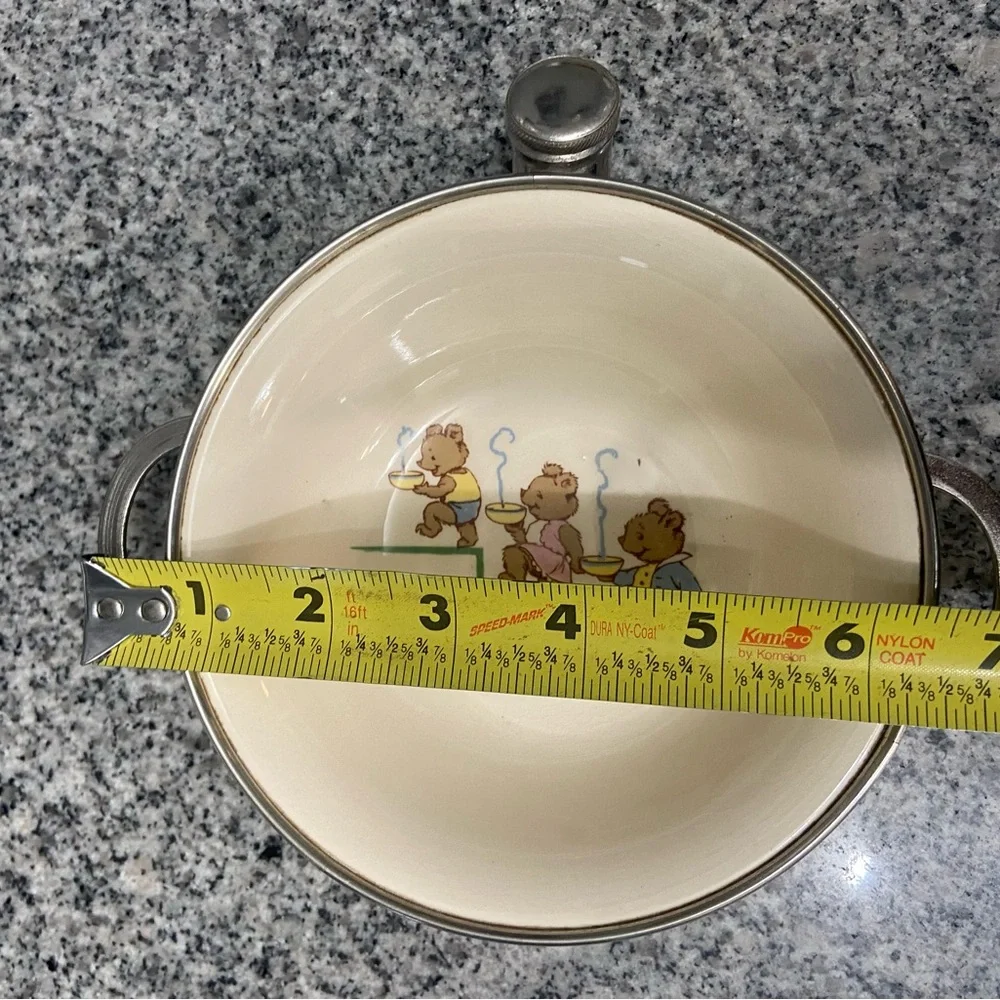 VTG Excello 3 Bears Baby/Child Warming Dish/Bowl on Steel Base Retro Cottagecore - Picture 17 of 17